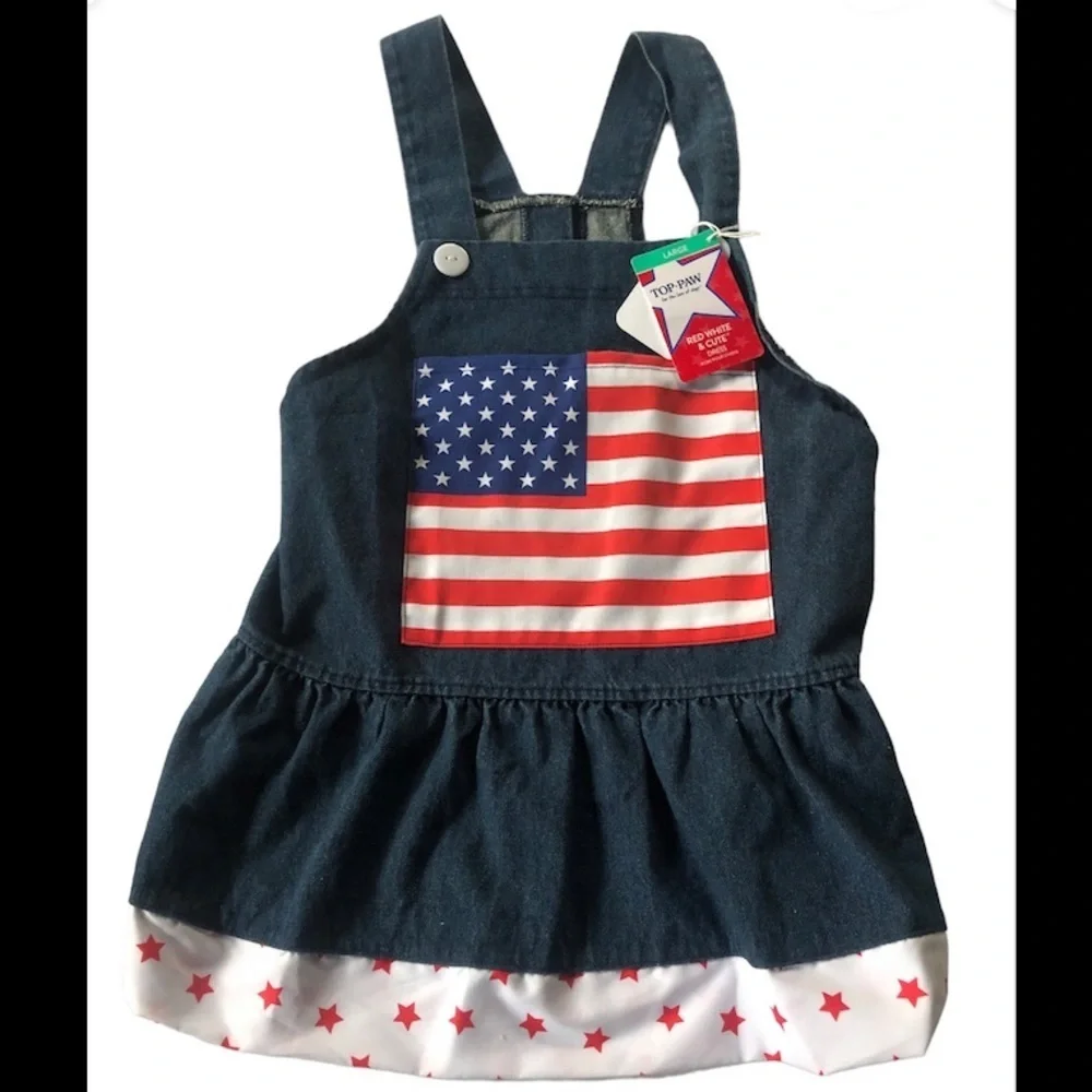 NWT denim American flag dress L
